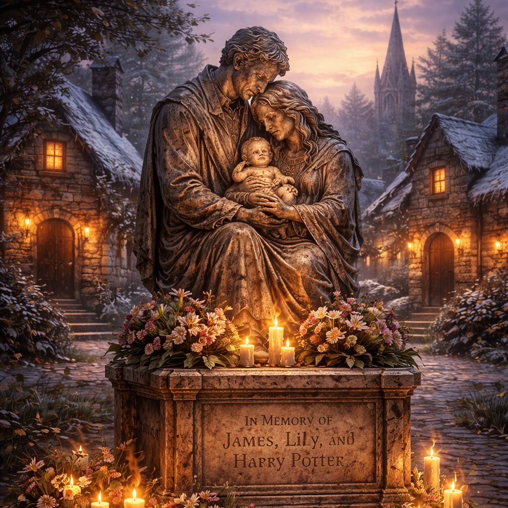 Ruiny domu Potterovcov v Godrikovej úžľabine, miesto útoku lorda Voldemorta